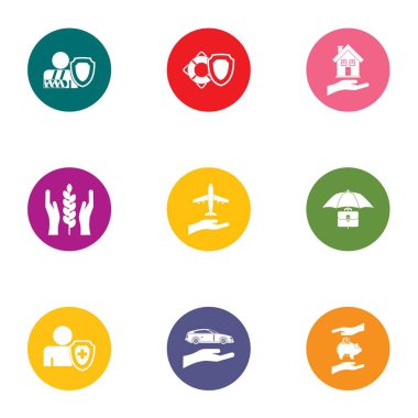 Savunuculuk Icons set, düz stil