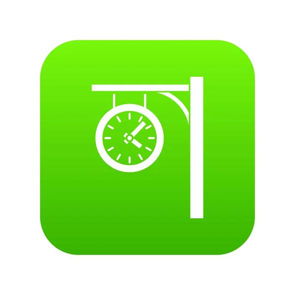 Station clock icon digital green — Stock Vector