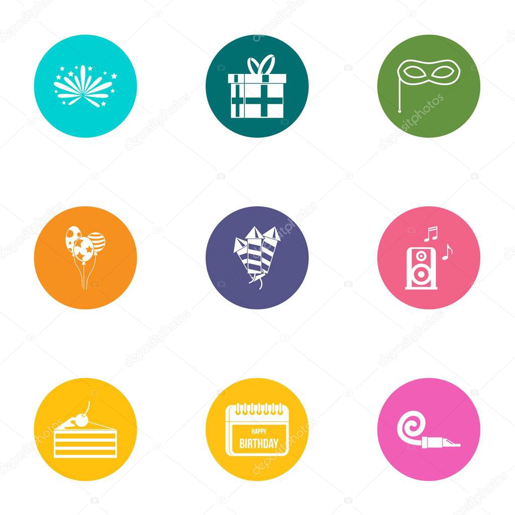 Solemnity icons set. Flat set of 9 solemnity vector icons for web isolated on white background