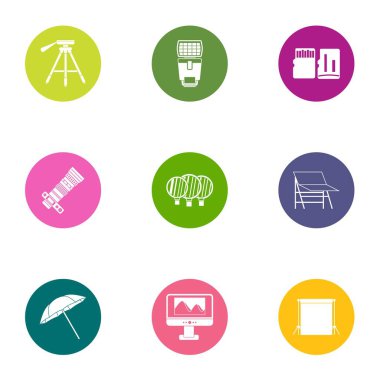 Icons set, düz stil denetlemek