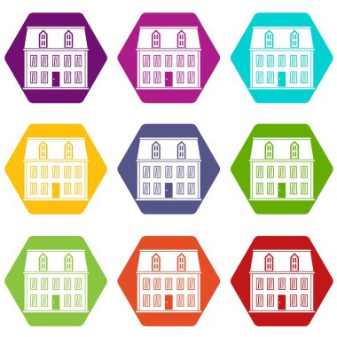 9 vektör evi Icons set