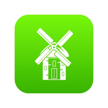 Değirmen simgesi dijital yeşil beyaz vektör illüstrasyon izole herhangi bir tasarım için