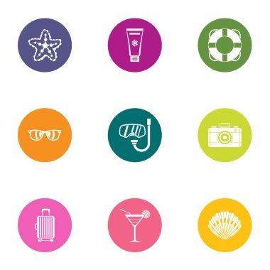 Kurtarma seti Icons set, düz stil