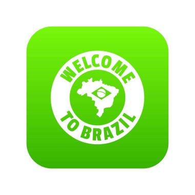 Brezilya harita yeşil simge vektör