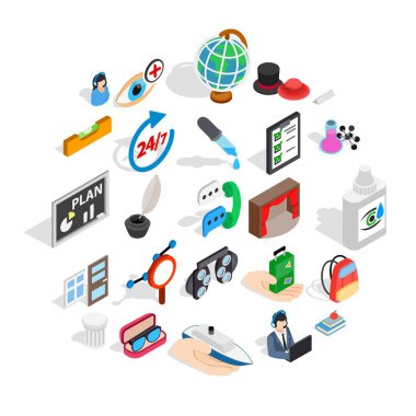 Office iş Icons set, izometrik stili