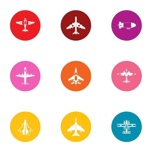Set di icone di volo estive, stile piatto — Vettoriale Stock
