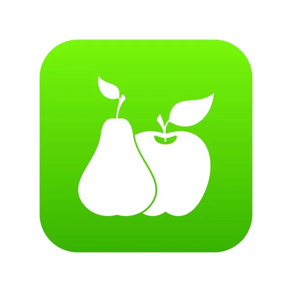 Apfel und Birne Symbol digital grün — Stockvektor