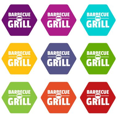 9 vektör Barbekü ızgara Icons set