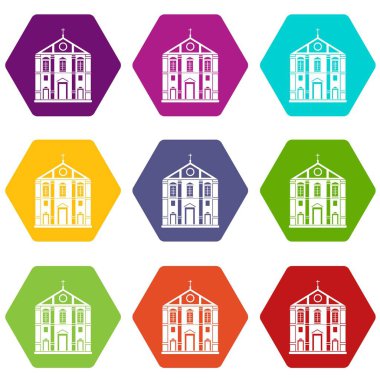 9 vektör kilise Icons set