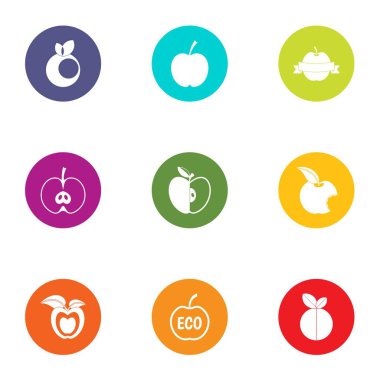 Eko elma simgeler ayarla, stil düz