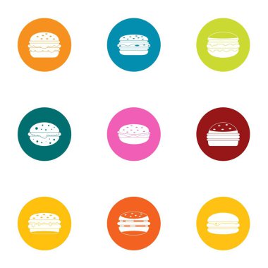 Somun et Icons set, düz stil