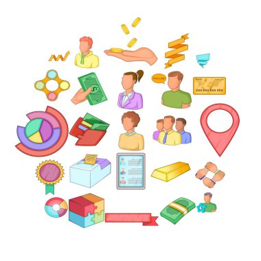 Banka memuru Icons set, anahat stili