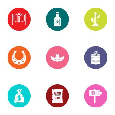 Meksika gün Icons set, düz stil