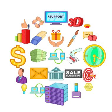 Ürün Tanıtım Icons set, karikatür tarzı