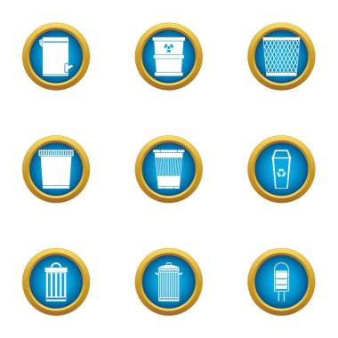 Üretim atık Icons set, düz stil