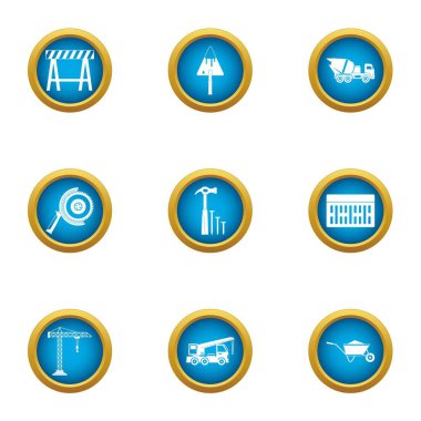 İmalat Icons set, düz stil