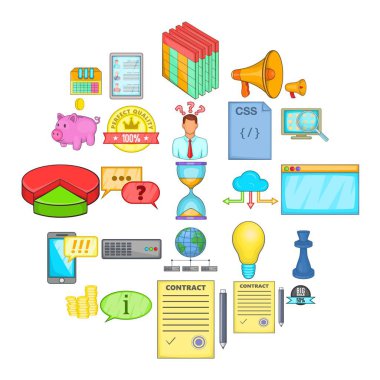 Reklam Icons set, karikatür tarzı spam