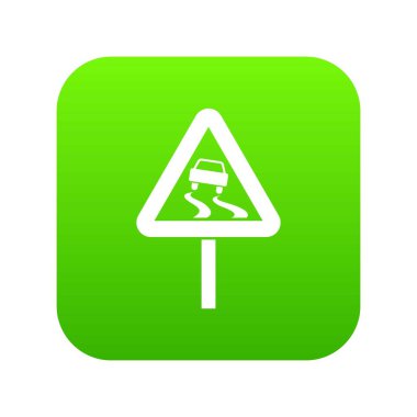 Kaygan ne zaman ıslak yol işareti simgesi dijital yeşil