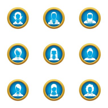 Dış Icons set, düz stil