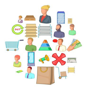 Mali memur Icons set, karikatür tarzı