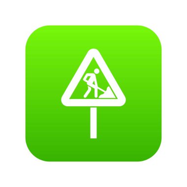 Yol çalışmaları işareti simgesi dijital yeşil