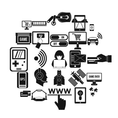 Artırılmış gerçeklik Icons set, basit tarzı