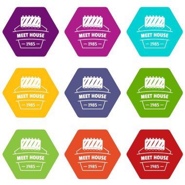 Web için beyaz izole et ev simgeler 9 set coloful