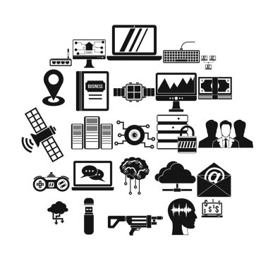 Modern eğlence Icons set, basit tarzı