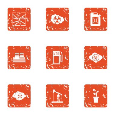 Kimya tehdit Icons set, grunge tarzı