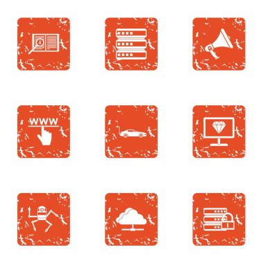 Örümcek web simgeler kümesi, grunge tarzı