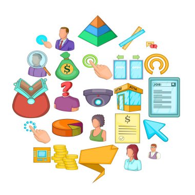 Mali İşler Görevlisi Icons set, karikatür tarzı