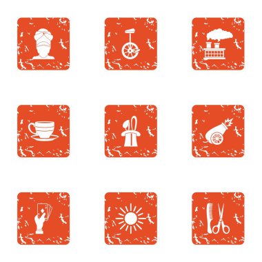 Temizlik cilt Icons set, grunge tarzı