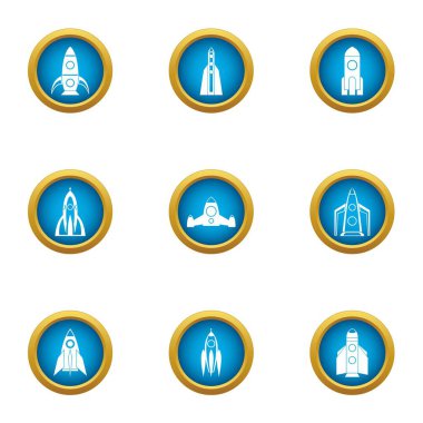 Roket mermi Icons set, düz stil