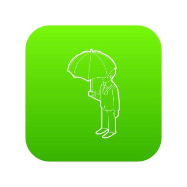 Şemsiye yeşil simge vektör ile iş adamı