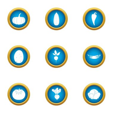 Icons set Ekim, düz stil