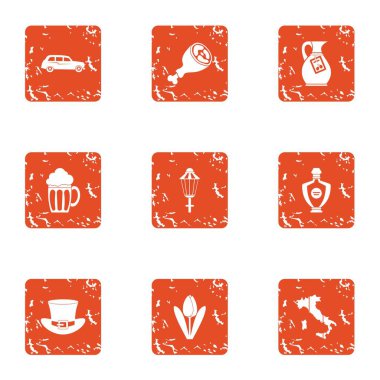 Romantik spot simgeler kümesi, grunge tarzı