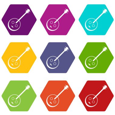 9 vektör Afrika gitar Icons set