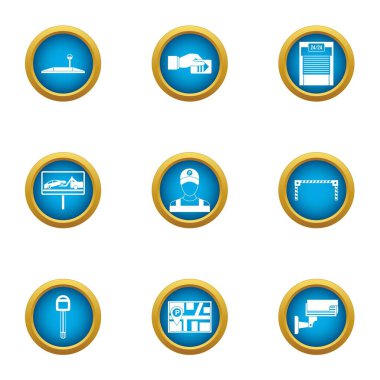 Araba harita Icons set, düz stil