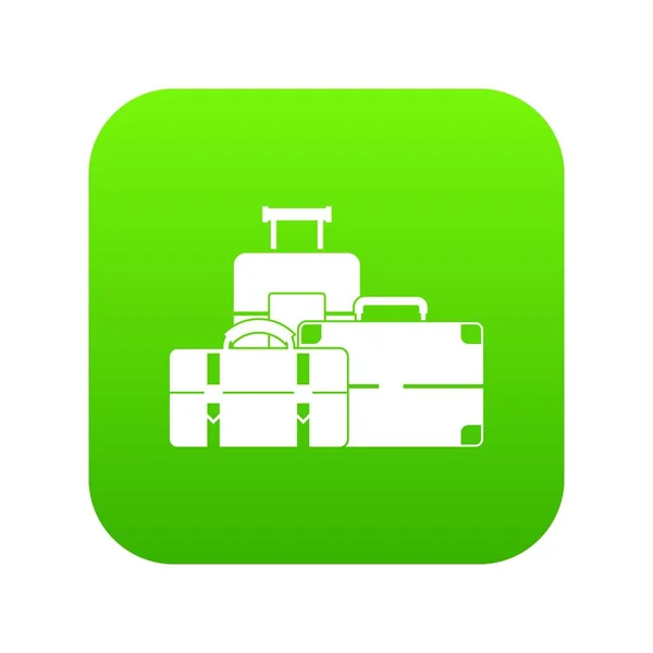 Icono de equipaje digital verde — Vector de stock