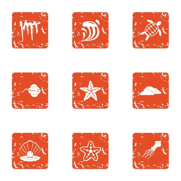 Ensemble d'icônes étoiles de mer, style grunge — Image vectorielle