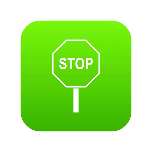 Detener señal de tráfico icono digital verde — Vector de stock
