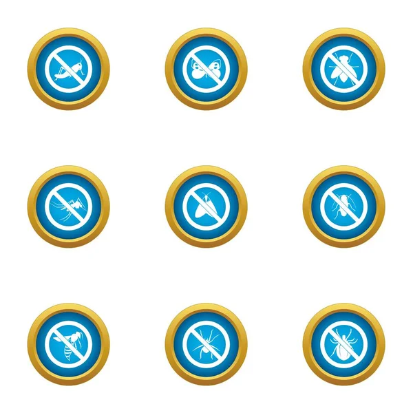 Set di icone di interdizione, stile piatto — Vettoriale Stock