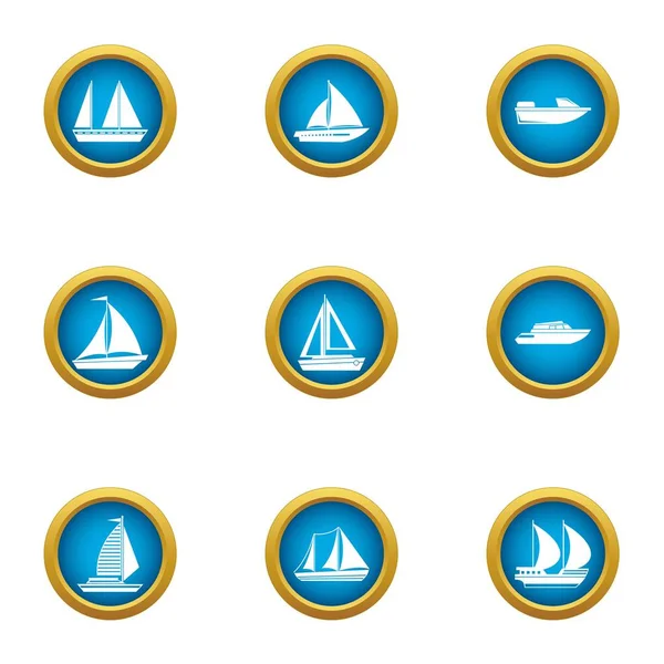 Conjunto de iconos de regata, estilo plano — Vector de stock