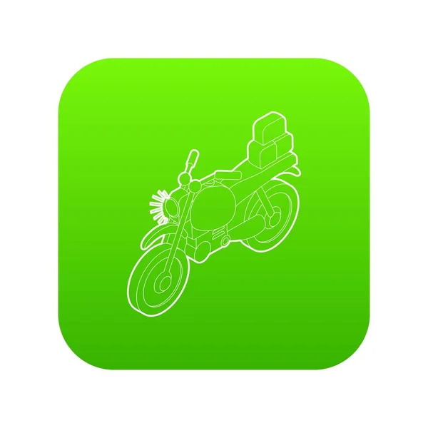 Motorcycle with cargo icon green vector — Stock Vector