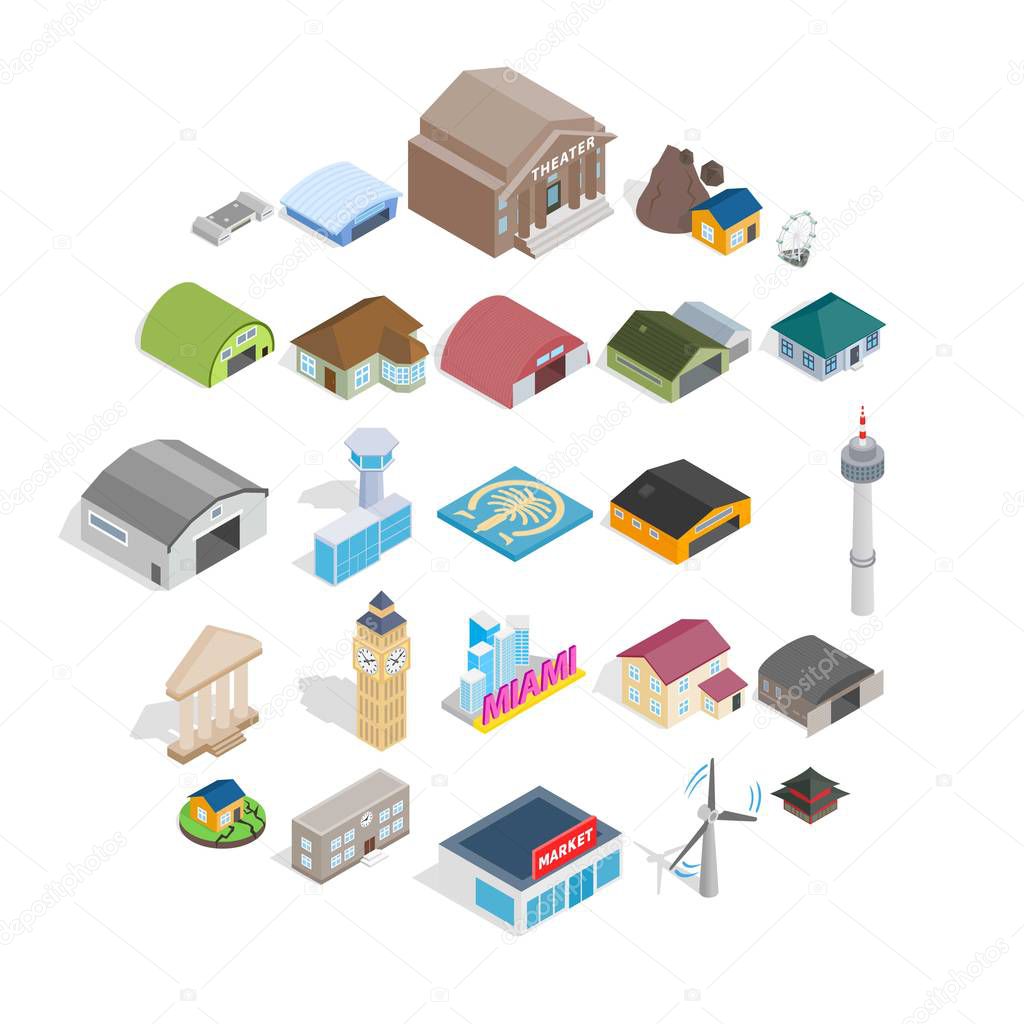 Mounting icons set, isometric style