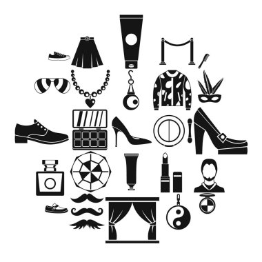 Icons set, basit tarzı çılgınlığı