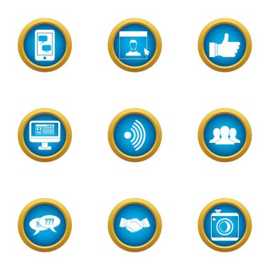 Müzakereler Icons set, düz stil