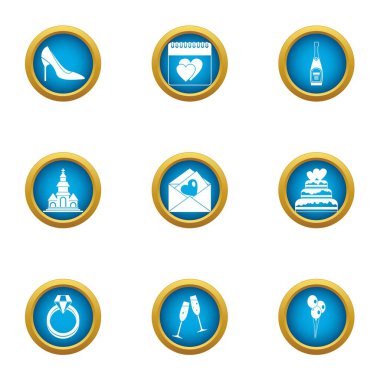 Icons set, düz stil sevmeyi kes