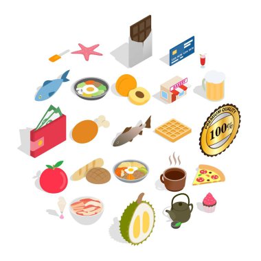 Dolgu topuz Icons set, izometrik stil için