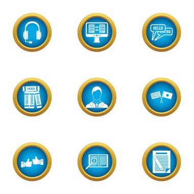 Barış görüşmesi Icons set, düz stil